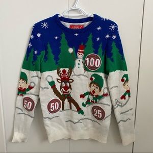 XS Ugly Christmas Sweater with Velcro snowballs
